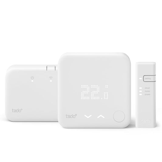 tado? Starter Kit - Wireless Smart Thermostat V3+ Incl. Programmer with Hot Water Control, Designed in Germany, Works with Alexa, Siri & Google
