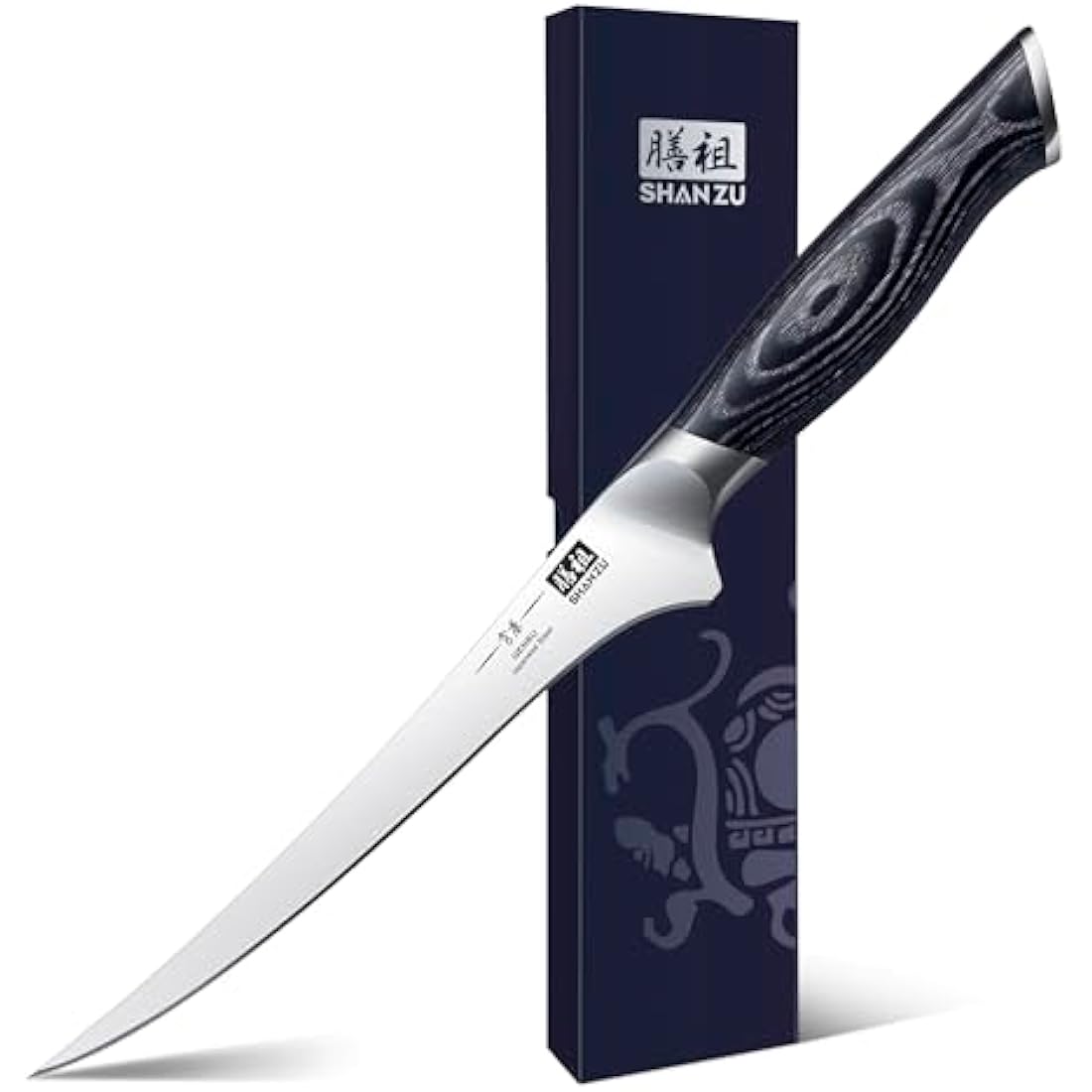 SHAN ZU 7 Inch Filleting Knife Boning Knife Super Sharp Professional Japanese High Carbon Stainless Steel Kitchen Fish Knife with K133 Wood Handle- Genbu Series