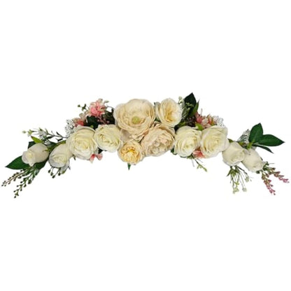 Wedding Arch Flowers, 60cm, Flower Swag, Decorative Swag, Artificial Flower Swag for Door Wedding Party Wall Home Decor (Champagne)