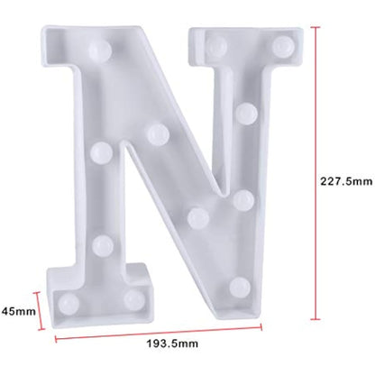 HONPHIER® Letter Lights Decorative LED Alphabet Lights Marquee Decoration Light Up Sign Night Light Battery Operated for Birthday Party Wedding Receptions Holiday Bar Home Bedroom Bath Bar Decor (N)