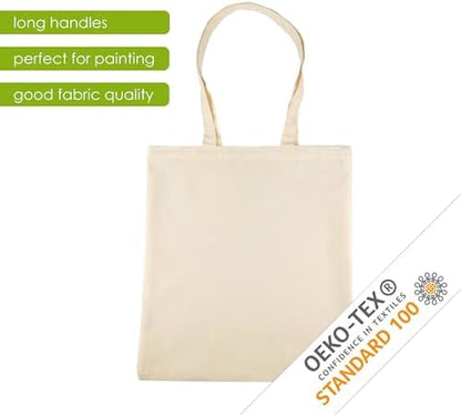 IDEA HOME Cotton Tote Bag - Personalisation Possible - Embroidery or Painting - Reusable Shopping Bags