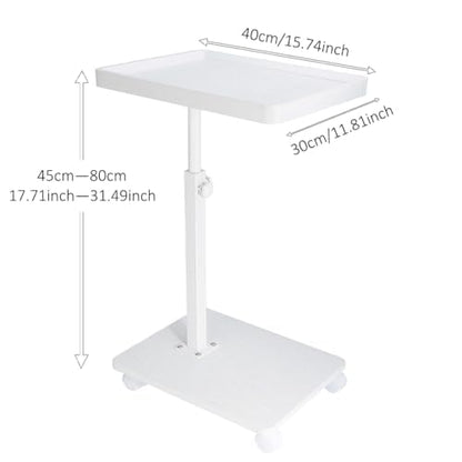 Shilanmei C Shaped Side Table Adjustable Height Wheeled Sofa Table White