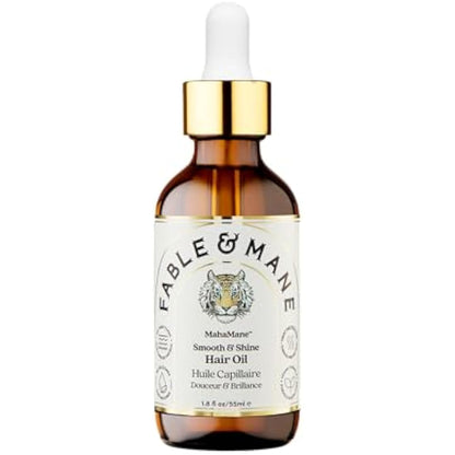 Fable & Mane Smooth & Shine Hair Oil, with UV Heat Protection. Post Wash Oil Reduces Frizz, Adds Instant Shine with Jojoba, Castor Oil and Ashwagandha (55ml)