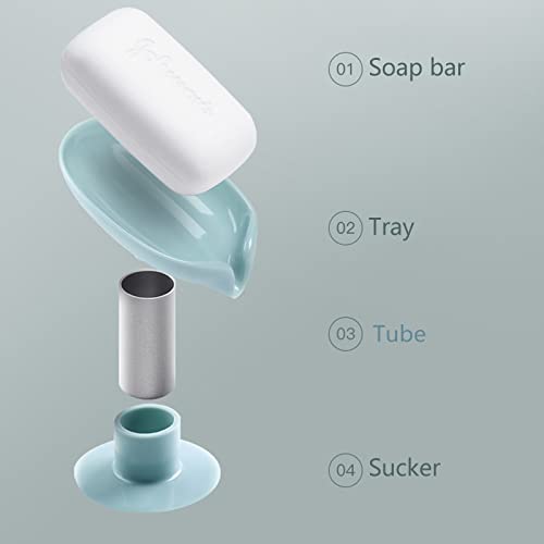 Soap Dishes 2 Pcs,Soap Holder with Drainage,Soap Dish for Shower,Easy Cleaning Soap Box Container,Leaf Shape Soap Tray,Used in the Kitchen Bathroom