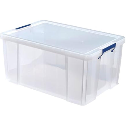 BANKERS BOX 70L Plastic Storage Box with Lids, ProStore Super Strong Stackable Plastic Storage Boxes (30 x 48 x 38.5cm), Clear