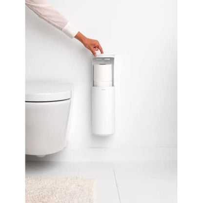 Brabantia - Mindset Toilet Roll Dispenser - Room for 2 Spare Rolls - Fits All Regular Roll Sizes - Smart Lift System - Corrosion Resistant - Bathroom Accessory - Fresh White - 30 x 15.1 x 13.7 cm