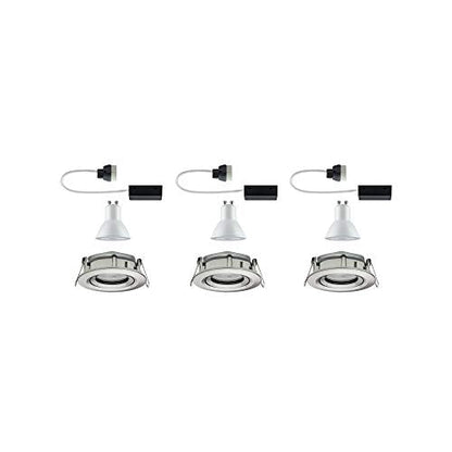 Paulmann Nova 92900 LED Recessed Spotlight Round IP65 7W Set of 3 Including GU10 Bulbs Pivotable Recessed Light Aluminium 7 W Brushed