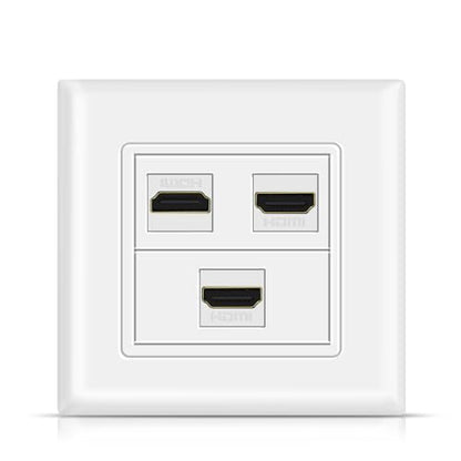 TNP HDMI Wall Plate (3 Port, White) HDMI Faceplate Socket Insert Jack Outlet Panel Mount Support 4K 60Hz HDR ARC/eARC Full HD 3D Ethernet High Speed Cable Extension Coupler f/Projector & Home Theater