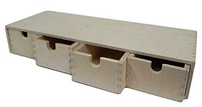 4 Drawer Long Plain Wooden Storage Box Chest Cupboard with Drawers Decoupage Pyrography