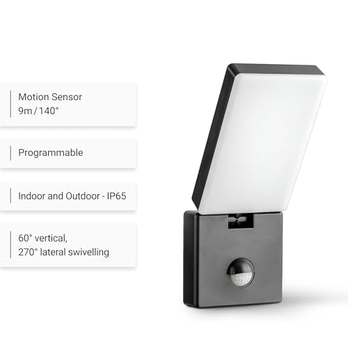 SEBSON Outdoor Lights Mains Powered IP65 - Pack of 2 - Outdoor Garden Lights with PIR Motion Sensor, Adjustable LED Wall Lights 15W, Cool White,