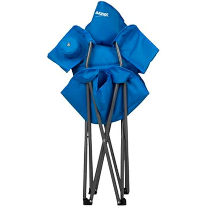Vango Goliath X-Large Padded Camping Chair for Adults, Extra Wide Seat with Insulated Drinks Holder, Folding Garden Chair for Outdoors, Fishing, Beach, Blue
