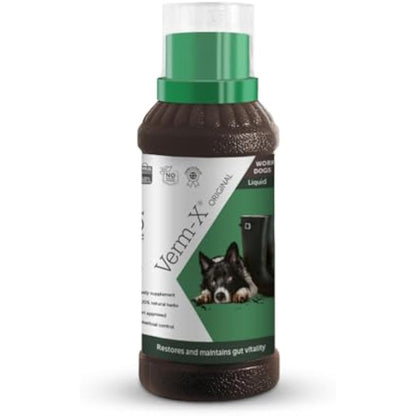 Verm-X All Natural Liquid for all Dogs. Supports  Intestinal Hygiene. Vet Approved. UFAS Assured. Restores and Maintains Gut Vitality. Wormwood Free Recipe., Clear