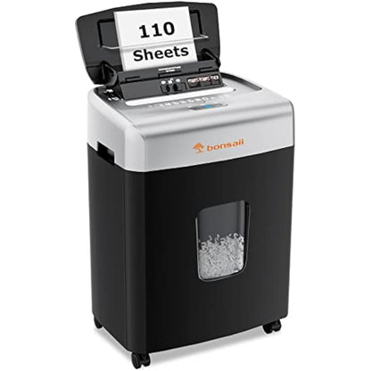 Bonsaii 110-Sheet Auto Feed Office Paper Shredder, 30 Mins Continuous Micro Cut Heavy Duty Paper Shredder, Manual 12-Sheet Home Office Credit Card Shredder with 4 Wheels, 23L Bin (C233-B upgrade)
