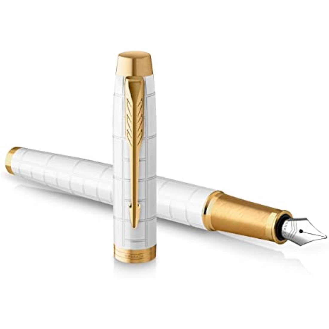 Parker IM Fountain Pen | Premium Pearl Lacquer with Gold Trim | Medium Point with Blue Ink Cartridge | Gift Box