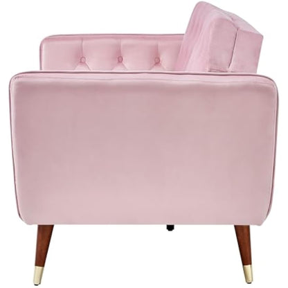 Bravich 'Victoria' 3 Triple Seater Velvet Fabric Sofa Bed- Rose Click Clack Mechanism Sofa Bed With Gold Accent Legs. Living Room Furniture For Adult Guest Bed. Comfy Living Settee Couch Futon