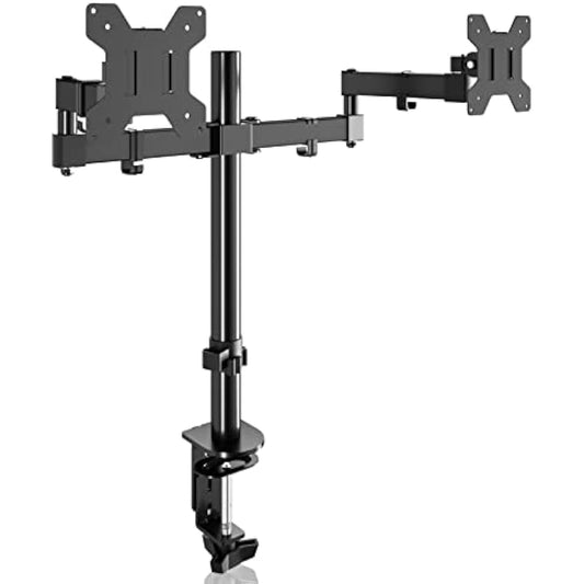 Bracwiser Dual Monitor Mount - Arm for 13-32 inch LCD LED Screens, Tilt Swivel Rotation, Height Adjustable, Up to 10kg, VESA 75/100mm