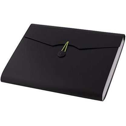 D.RECT | Expandable Expanding File | Document Organiser | Folders Expander for School - Office - Home | Expanding File Folders | Pockets Filing Box | 12 Compartments | Size: A4 | Colour: Black 5580