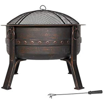 La Hacienda 58528 Brava Large Deep Bowl Firepit, Bronze Effect