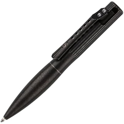 SMOOTHERPRO Titanium Wide Grip Bolt Action Pen | Retractable Ballpoint Pen Short Pen | Compatible with Parker Refill | for Office School Business EDC (TBP01) | Color Stone Wash Black