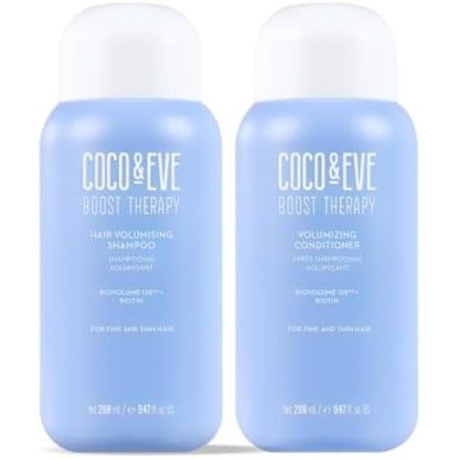 Coco & Eve Boost Therapy Hair Volumising Shampoo & Conditioner Bundle Set. With Biotin to Target Fine, Thinning Hair. For Thickening, Nourishing, and Improving Volume, Density & Shine. (560 ml)