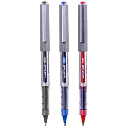 uni-ball UB-157 Eye Rollerball Pens. Premium Fine 0.7mm Ballpoint Tip for Super Smooth Handwriting, Drawing, Art, Crafts and Colouring. Fade and Water Resistant Liquid Uni Super Ink. 3 Pack Assorted