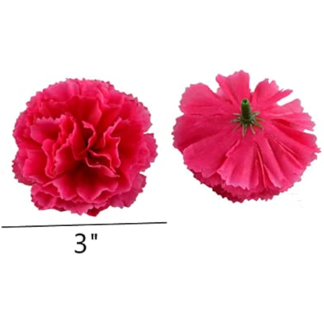 50 Artificial Silk Carnation Flower Head with Stems Set,Vase Fillers for Home Decor Bridal Wedding Party Birthday Cake Ornaments,DIY Wrist Corsage, 3" Multiple Petals Heads-8" Stems(Dark Green)