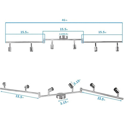HURYEE Kitchen Lights, 6-Light Ceiling Lighting Kits, Swivelling Ceiling Spotlight for Bedroom, Kitchen and Living Room(GU10 LED Bulbs not Included) (Brush Nickel), TLK6head