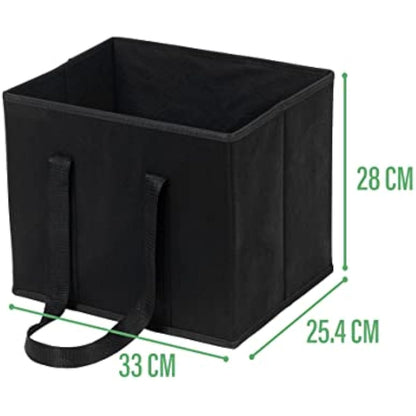 VENO 3 Pack Reusable Shopping Trolley Bags Set, Heavy Duty Collapsible Grocery Box Bag with Reinforced Bottom, Folding Tote Bag Storage Bins (Black - Set of 3)