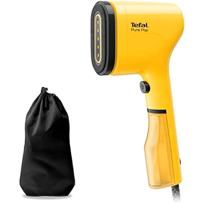 Tefal Pure Pop Slim Handheld Clothes Steamer, No Ironing Board Needed, Ready to Use in 15 Seconds, 70ml Detachable Water Tank, Travel Iron, Garment Steamer, Yellow, DT2026