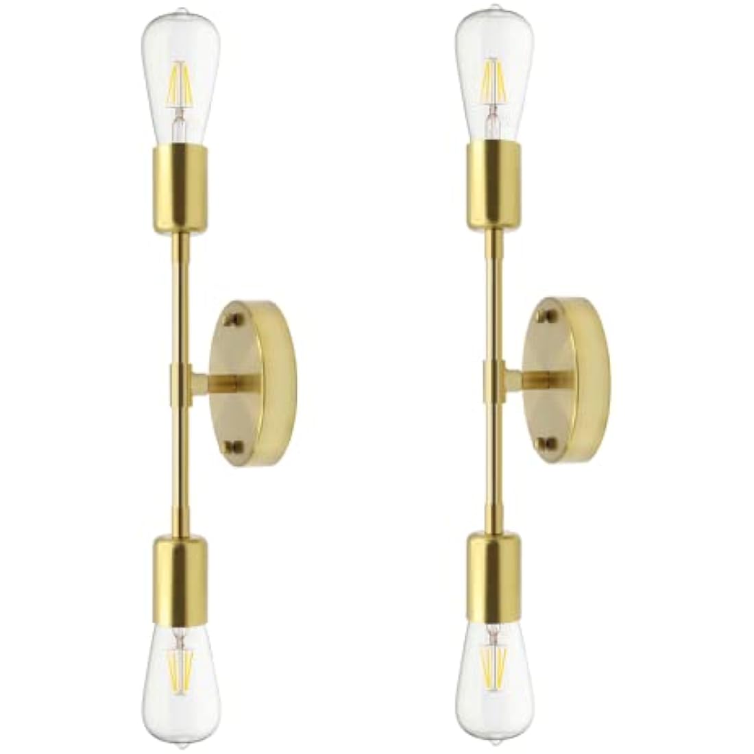 Brushed Gold Wall Sconces, Dual Socket E27 Lampholder Vanity Wall Lights Wall Lighting Fixtures for Bathroom,Living Room,Bedside, Set of 2(No Bulbs)