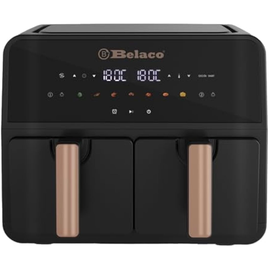 Belaco Air Fryer, 9L Dual Zone, Digital Display, Rapid Air Circulation, Air Fryers, 60 Min Timer, Adjustable Temperature, Dishwasher Safe Basket BEL-AF-03 Smart Finish