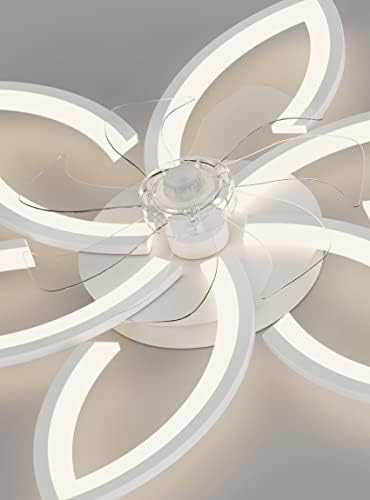Silent Ceiling Fan with Light, Ceiling Fan with Remote Control and Lighting APP dimmable Brightness 70W Creative Acrylic Flower Shape Ceiling lamp with Fan (Gold)