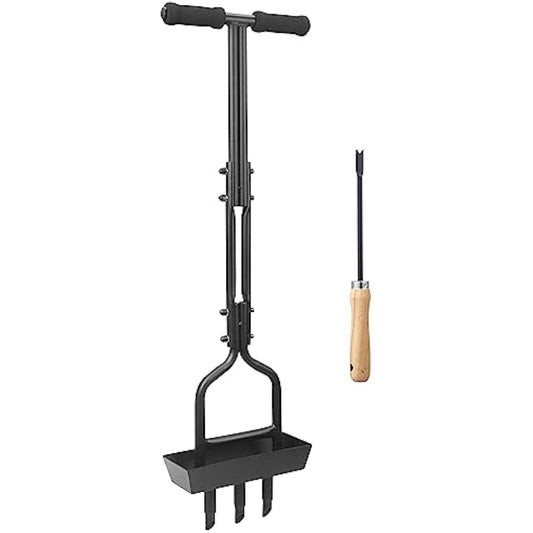 MEIIOFS Lawn Aerator - Aerator Lawn Tool, Lawn Aerator Coring Tool with Soil Core Storage Tray Manual Core Aerator for Garden Yard Care