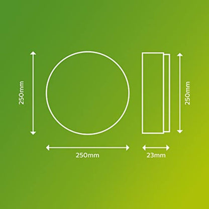 Philips LED SuperSlim Outdoor Ceiling Light 15W [Cool White - Black] Water Resistant IP54, For Garden, Patio and Terrace Lighting.