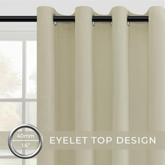 MRTREES Blackout Curtains Bedroom 90 Drop 2 Panels Biscotti Beige Eyelet Thermal Curtain for Living Room Soft Texture Window Treatments for Kids 46x90 Inch 117x228 CM