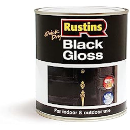 RUSTINS Black Gloss Paint 500ml