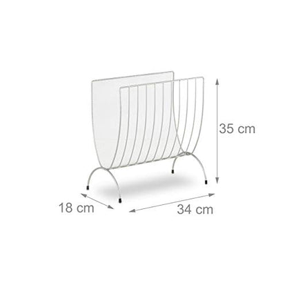 Relaxdays Mesh Newspaper Stand, Metal Newspaper Bin, Freestanding Rack, H x W x D 35 x 34 x 18 cm, Silver