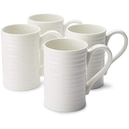 Portmeirion Sophie Conran for Portmeirion Tall Mug, Porcelain, White, 11.5 x 7.3 x 11 cm, Set of 4