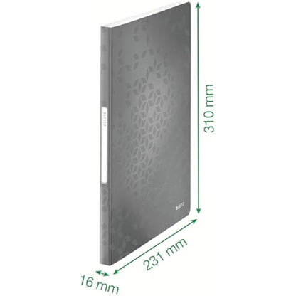 Leitz A4 Display Book, 40 Pockets, 80 Sheet Capacity, Transparent Pockets, Ice Blue, WOW Range, 46320051