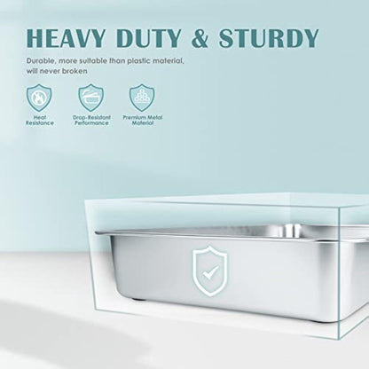 IKITCHEN Stainless Steel Cat Litter Box, Large Metal Litter Pan for Cats Rabbits, Never Absorbs Odors,Stain Free, Rustproof, Non Stick Smooth Surface, Anti-slip Rubber Bottom, 17.7"L x 13.7"W x 4"H