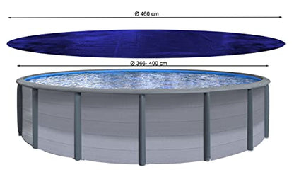 QUICK STAR Winter Swimming Pool Cover Round 200g/m? for Poolsize 366-400 cm Tarpaulin dimension ? 460 cm Blue