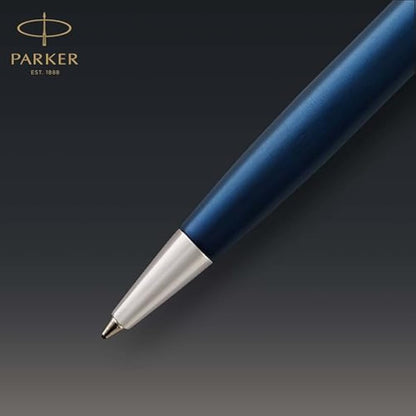 Parker Sonnet Ballpoint Pen | Blue Lacquer with Palladium Trim | Medium Point Black Ink | Gift Box