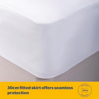 Silentnight Healthy Growth Waterproof Mattress Protector - Deep 30cm Quiet Waterproof Mattress Pad with Fitted Skirt and Soft Touch Cover - Hypoallergenic, Single, White