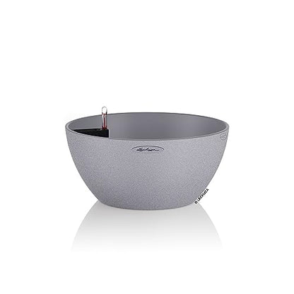 Lechuza Self Watering Plant Pot CUBETO Stone 40 Garden Flower Indoor and Outdoor Plastic Planter with Drainage Hole D40 H18 cm Stone Grey