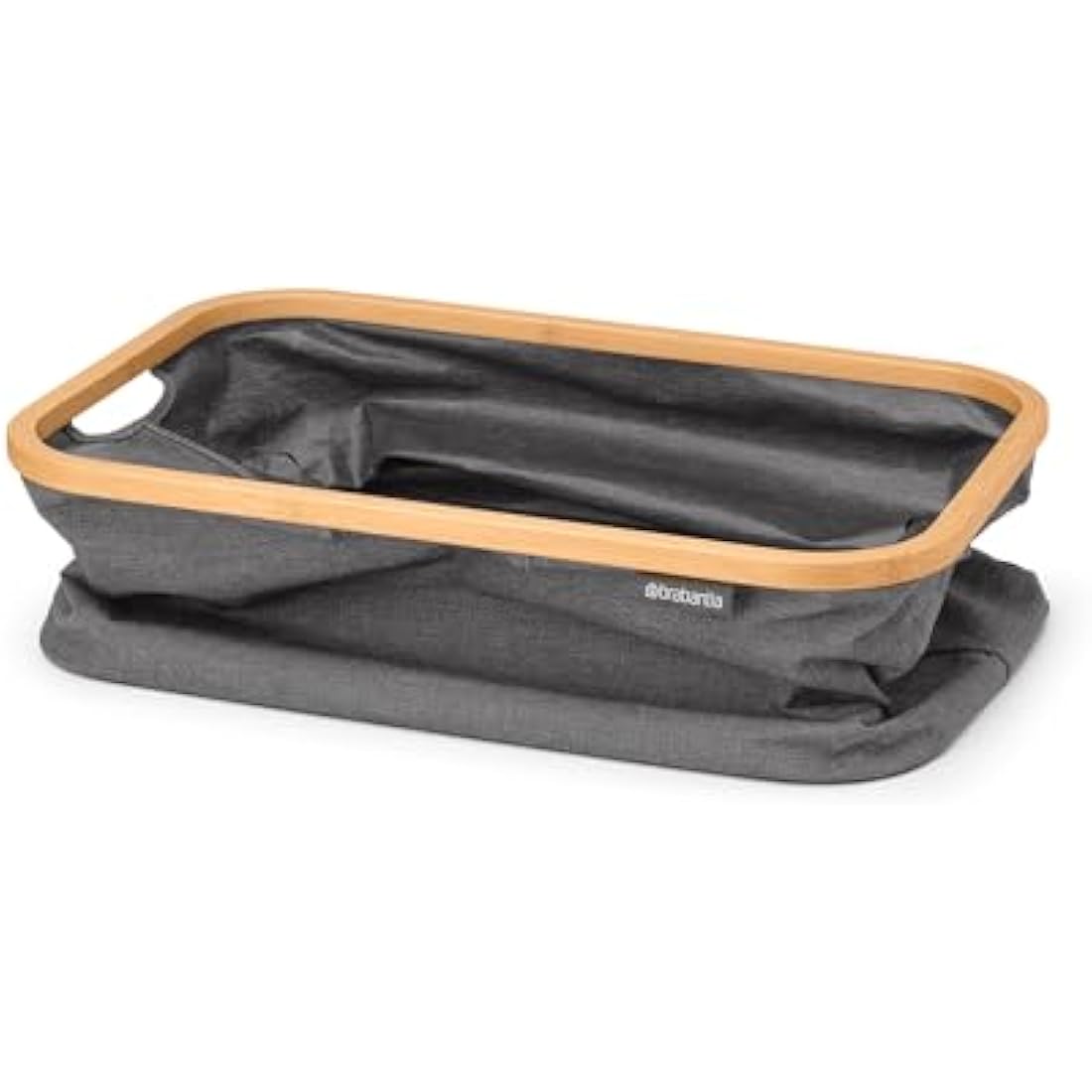 Brabantia - Foldable Laundry Basket 40L - Water Resistant Hamper for Wet & Dry Laundry - Storage Basket for Clothes & Linen - Bamboo Rim for Easy Grip - Garment Washing - Home Accessory - Pepper Black