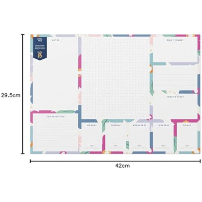 Busy B A3 Desk Pad in Floral with 36 Tear-off Sheets, Reminders, Notes and Handy Year Planner