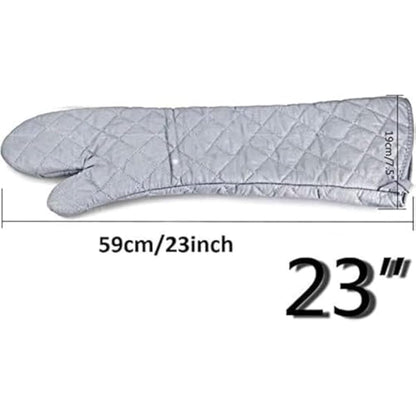 Linwnil New 1 Pair Heat Resistant Oven Gloves New Cotton Oven Mitts Kitchen Gloves High Temperature Cooking Tool BBQ Gloves (23Inch)