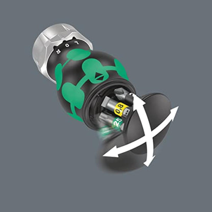 Wera 05008884001 Kraftform Kompakt Stubby Magazine RA 2, Stubby Ratchet Screwdriver with Bit Magazine, 6 Pieces