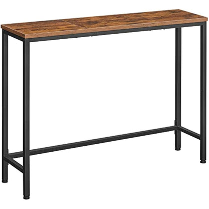 HOOBRO Narrow Console Table, 100 cm Long Slim Console Table for Hallway, Hallway Table for Small Spaces, Living Room, Rustic Brown EBF751XG01