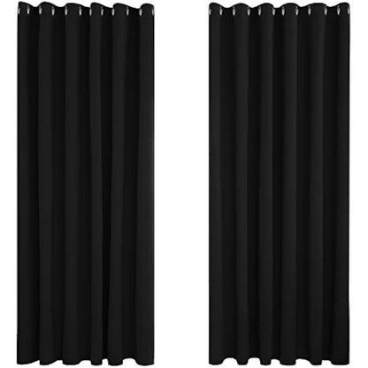 Deconovo Blackout Curtains 90 x 90 Inch Thermal Insulated Eyelet Curtains Bedroom Blackout Curtains for Kids Black 2 Panels